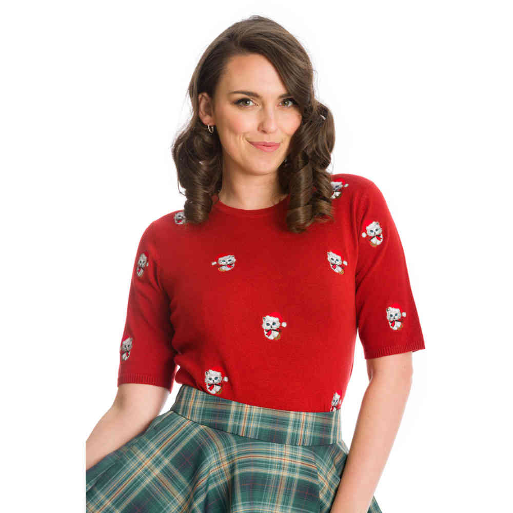 Dancing Days - HOLLY CAT Christmas sweater - Red